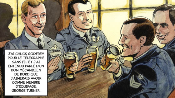 Bazalgette est assis à une table dans un pub écossais avec Cameron et deux autres militaires