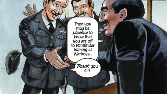 The Squadron Leader pumps Bazalgette's hand in congratulations