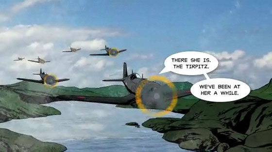 Gray's flight of Corsairs heading towards the Norwegian coastline