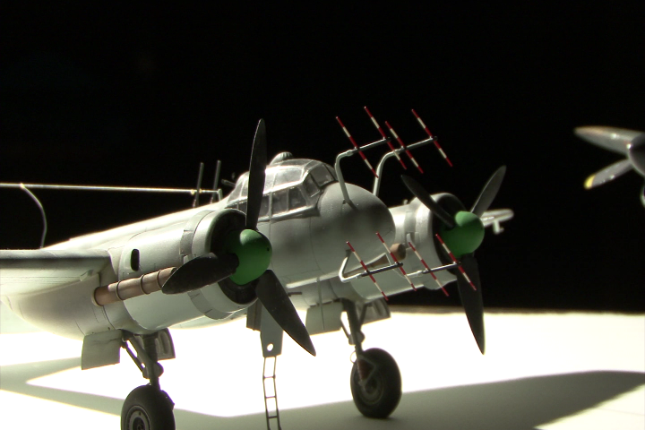 Model of Ju88 with guns indicated