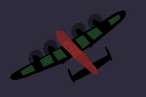 Silhouette of a plane from below with wings highlighted as preferred targets